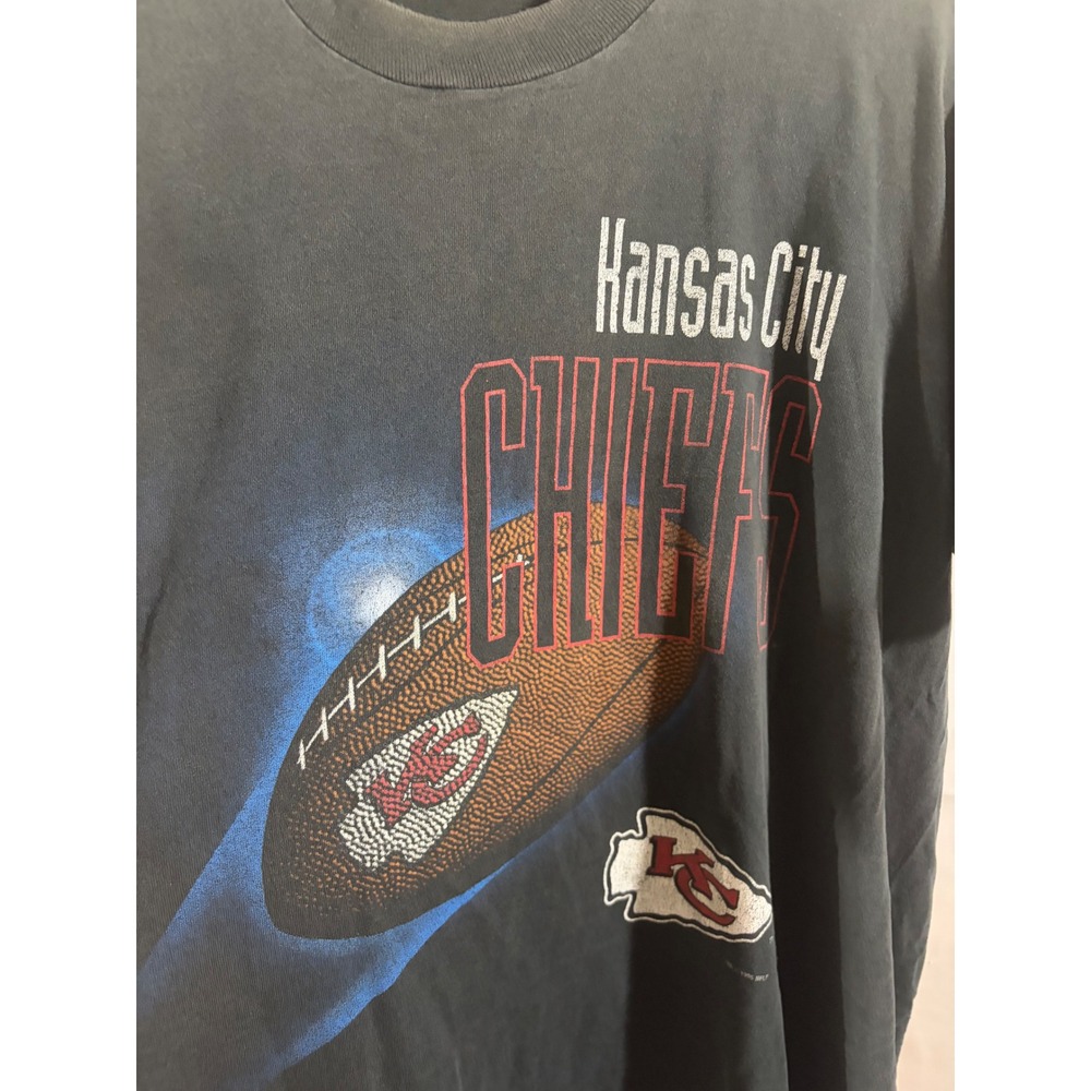 Official Fan Kansas City Chiefs T-Shirt Mens XL Black Good 1995 Single Stitch - Picture 5 of 10